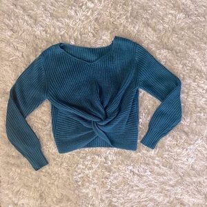 Women’s Small Knotted cropped teal sweater